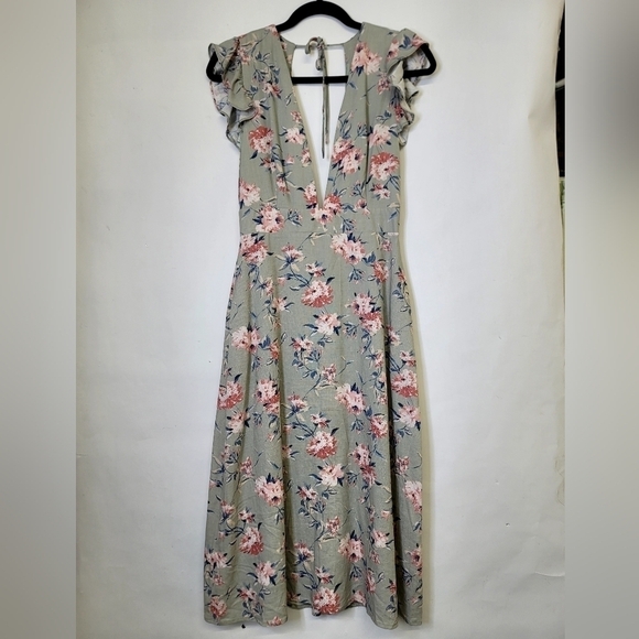 Storia Floral Linen/Rayon Midi Dress - Picture 5 of 14